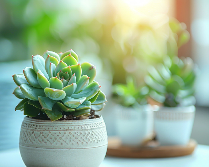 Jade plant on counter